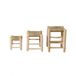 TABOURET EN DOUM ET BOIS NATUREL MODÈLE AGADIR