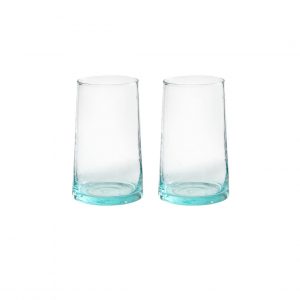 LOT DE 2 VERRES SOUFFLES TRANSPARENTS MAROCAINS BELDI CONIQUE H12 MODÈLE SAFI