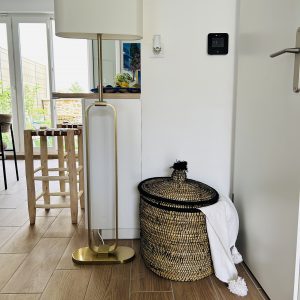 PANIER DE RANGEMENT BERBÈRE EN PALMIER ET LAINE NOIR 40CM MODÈLE ESSAOUIRA