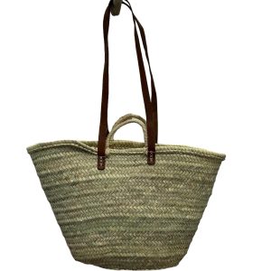 SAC À MAIN ET BANDOULIERE EN PAILLE ET CUIR MARRON MODÈLE MARRAKECH