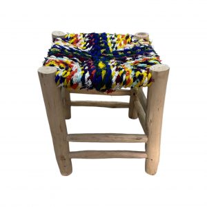 TABOURET BOUCHEROUITE ET BOIS NATUREL 30x30CM MODÈLE AKNOUL