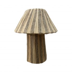 LAMPE DE CHEVET H30 À POSER BI MATIÈRE EN DOUM ET RAPHIA À CHAPEAU