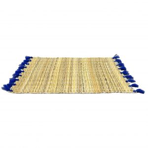 LOT DE 6 SETS DE TABLE À POMPONS BLEU FONCE MODÈLE ASILAH