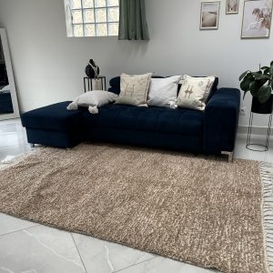 TAPIS BERBÈRE BÉNI OUARAIN EN LAINE SUPÉRIEURE BLANC ET MARRON 237x160 #157