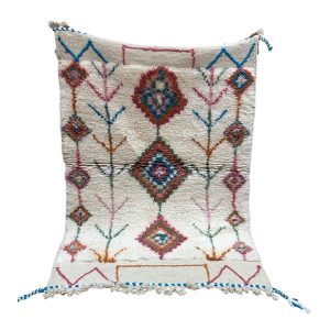 TAPIS DESCENTE DE LIT MAROCAIN BERBÈRE AZILAL COLORÉ EN LAINE 1x1,5m