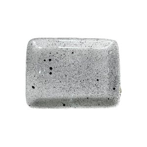 PLATEAU CARRÉ BLANC MOUCHETÉ NOIR EN CÉRAMIQUE