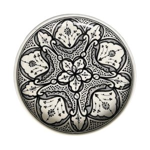 ASSIETTE PLAT DE SERVICE À MOTIFS NOIR FAIT MAIN