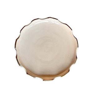 ASSIETTE BEIGE BORDURE DORÉ MAROCAINE 20CM FAIT MAIN