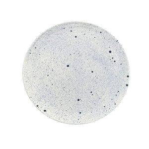ASSIETTE BLANCHE MOUCHETÉ BLEU MAROCAINE 25CM FAIT MAIN