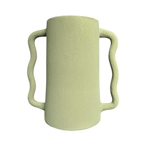 VASE ANSE ÉLÉPHANT KAKI VERT SAUGE FAIT MAIN