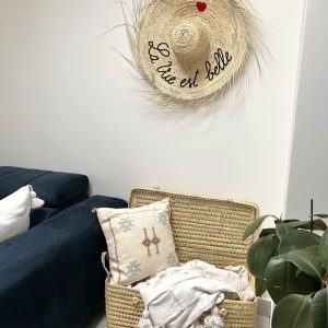 GRAND CHAPEAU DE PAILLE À FRANGES 80 CM « LA VIE EST BELLE »