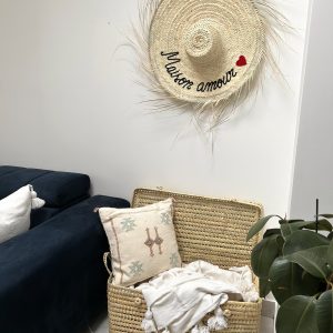 GRAND CHAPEAU DE PAILLE À FRANGES 80 CM « MAISON AMOUR »