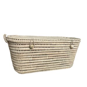 COFFRE MALLE DE RANGEMENT RECTANGULAIRE 80CM EN DOUM À BOUT ROND MODÈLE ARGANA