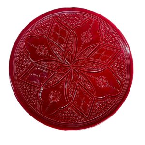 ASSIETTE À EMPREINTES BORDEAUX MAROCAINE 20CM FAIT MAIN