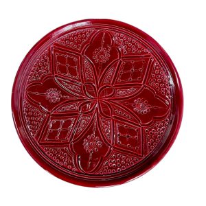 ASSIETTE À EMPREINTES BORDEAUX MAROCAINE 25CM FAIT MAIN