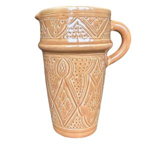 CRUCHE CARAFE À EMPREINTES MARRON EN CÉRAMIQUE