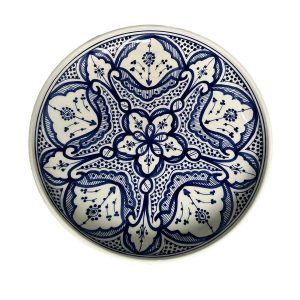 ASSIETTE PLAT DE SERVICE À MOTIFS BLEU FAIT MAIN