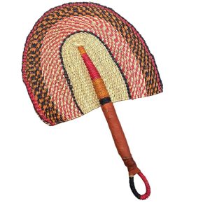 ÉVENTAIL TRÉSSÉ AFRICAIN MURAL EN HERBIER MULTICOULEUR MODÈLE BOGATENGA GHANA #01