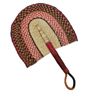 ÉVENTAIL TRESSÉ AFRICAIN MURAL EN HERBIER MULTICOULEUR MODÈLE BOGATENGA GHANA #04
