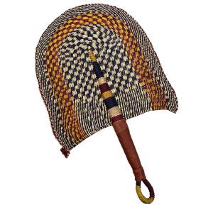 ÉVENTAIL TRESSÉ AFRICAIN MURAL EN HERBIER MULTICOULEUR MODÈLE BOGATENGA GHANA #06