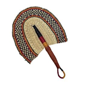 ÉVENTAIL TRESSÉ AFRICAIN MURAL EN HERBIER MULTICOULEUR MODÈLE BOGATENGA GHANA #10