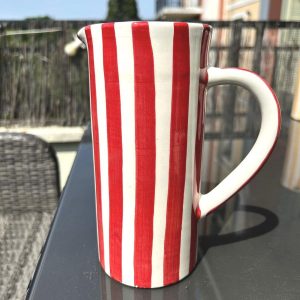 CRUCHE CARAFE PICHET RAYÉ ROUGE ROSE