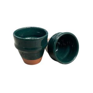 TASSE À CAFÉ BI MATIÈRE VERT H7 FAIT MAIN (LOT DE 2)