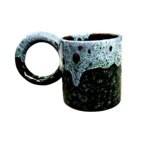 MUG TASSE VERT DÉGRADÉ BLEU H9 GRANDE ANSE FAIT MAIN