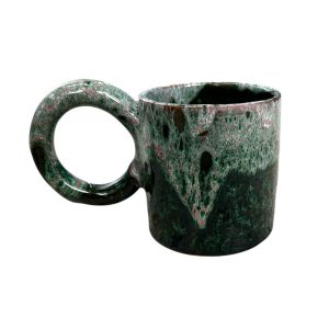 MUG TASSE VERT DÉGRADÉ ROSÉ H9 GRANDE ANSE FAIT MAIN