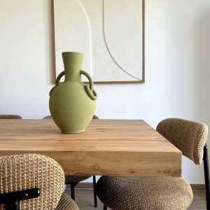 VASE À ANNEAUX VERT SAUGE KAKI FAIT MAIN