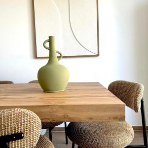 VASE BOUTEILLE 2 DOIGTS VERT SAUGE KAKI FAIT MAIN