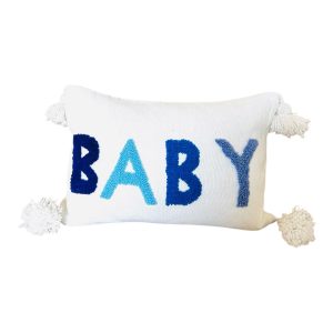 HOUSSE DE COUSSIN MAROCAIN 60x40 EN COTON « BABY » BLEU