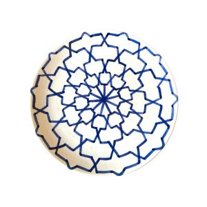 ASSIETTE À MOTIFS BLEU MAROCAINE 25CM FAIT MAIN