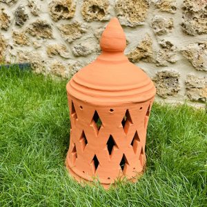 Lanterne en terre cuite orange