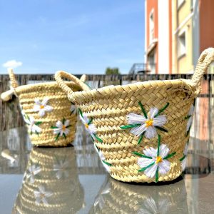 PETIT PANIER FLEURS EN FEUILLES DE PALMIER MODÈLE GABÈS