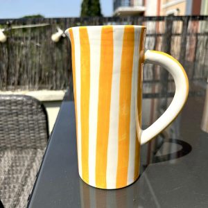 CRUCHE CARAFE PICHET BLANCHE RAYÉ JAUNE