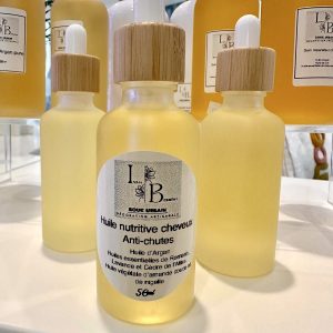 HUILE NUTRITIVE CHEVEUX ANTI-CHUTES À L’HUILE D’ARGAN, HUILES ESSENTIELLES DE ROMARIN, LAVANDE ET CÈDRE DE L’ATLAS, HUILE VÉGÉTALE D’AMANDE DOUCE ET DE NIGELLE
